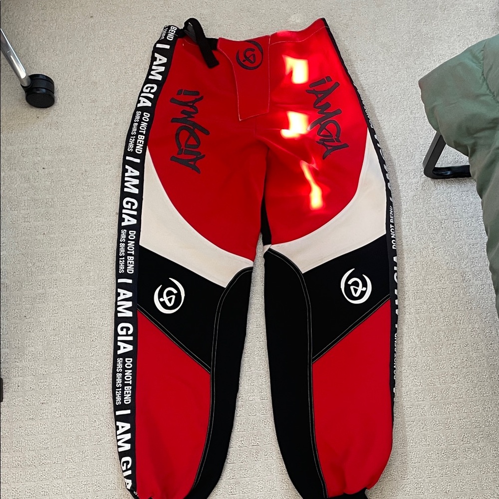I.AM.GIA Red and Black Joggers with White Accents